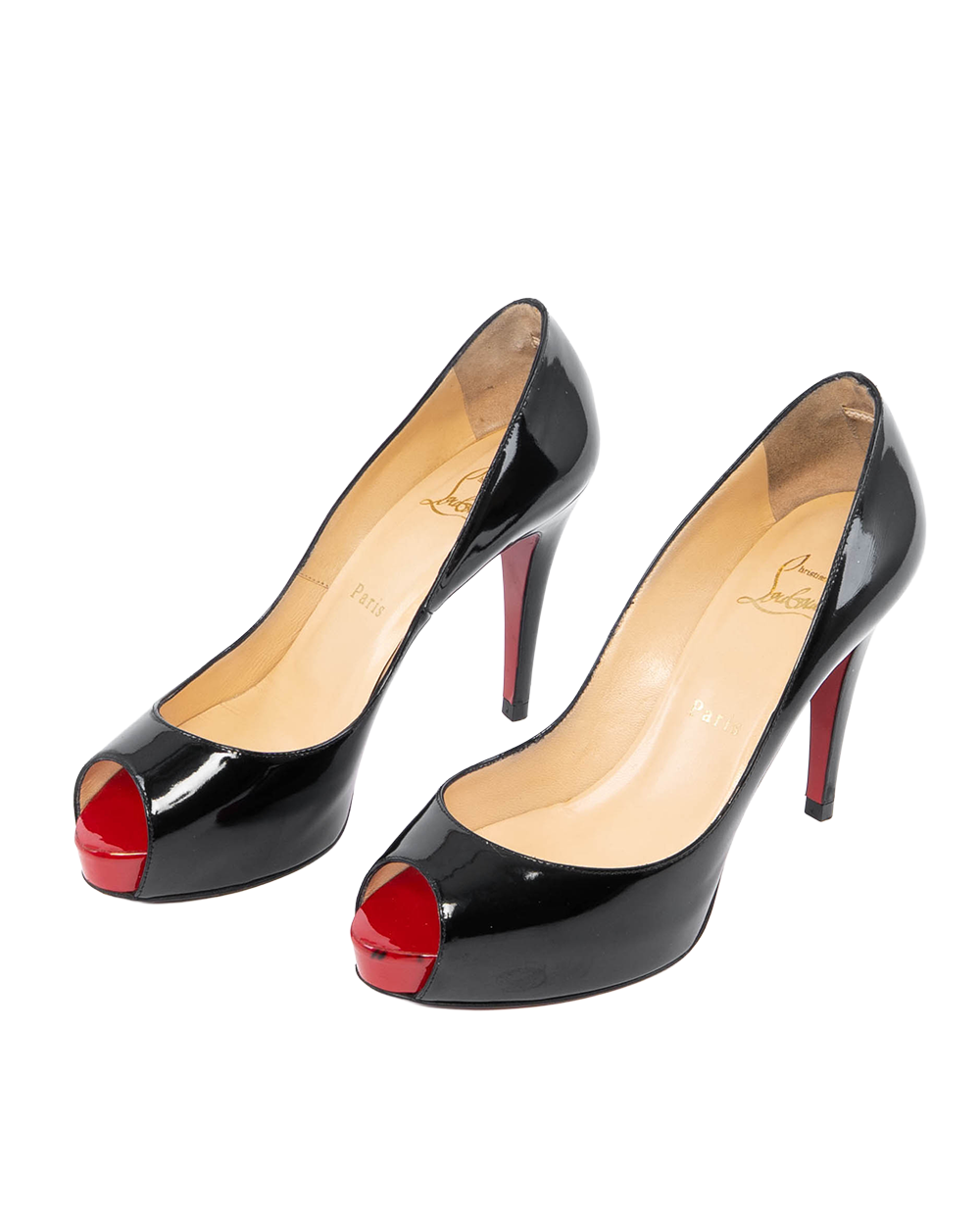 CHRISTIAN HIGH HEEL 37 BLACK PATENT 2219