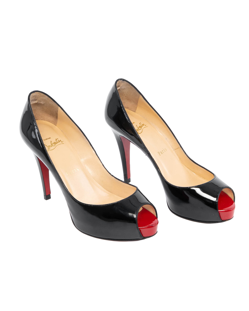 CHRISTIAN HIGH HEEL 37 BLACK PATENT 2220