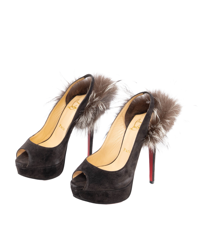 CHRISTIAN HIGH HEEL WITH FUR 37 BLACK VELVET 2227
