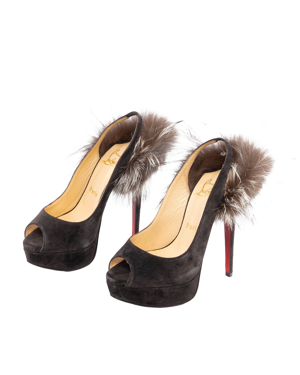 CHRISTIAN HIGH HEEL WITH FUR 37 BLACK VELVET 2227
