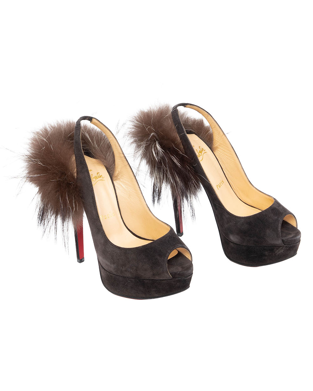 CHRISTIAN HIGH HEEL WITH FUR 37 BLACK VELVET 2228