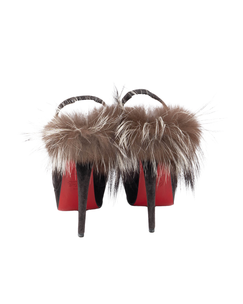 CHRISTIAN HIGH HEEL WITH FUR 37 BLACK VELVET 2229