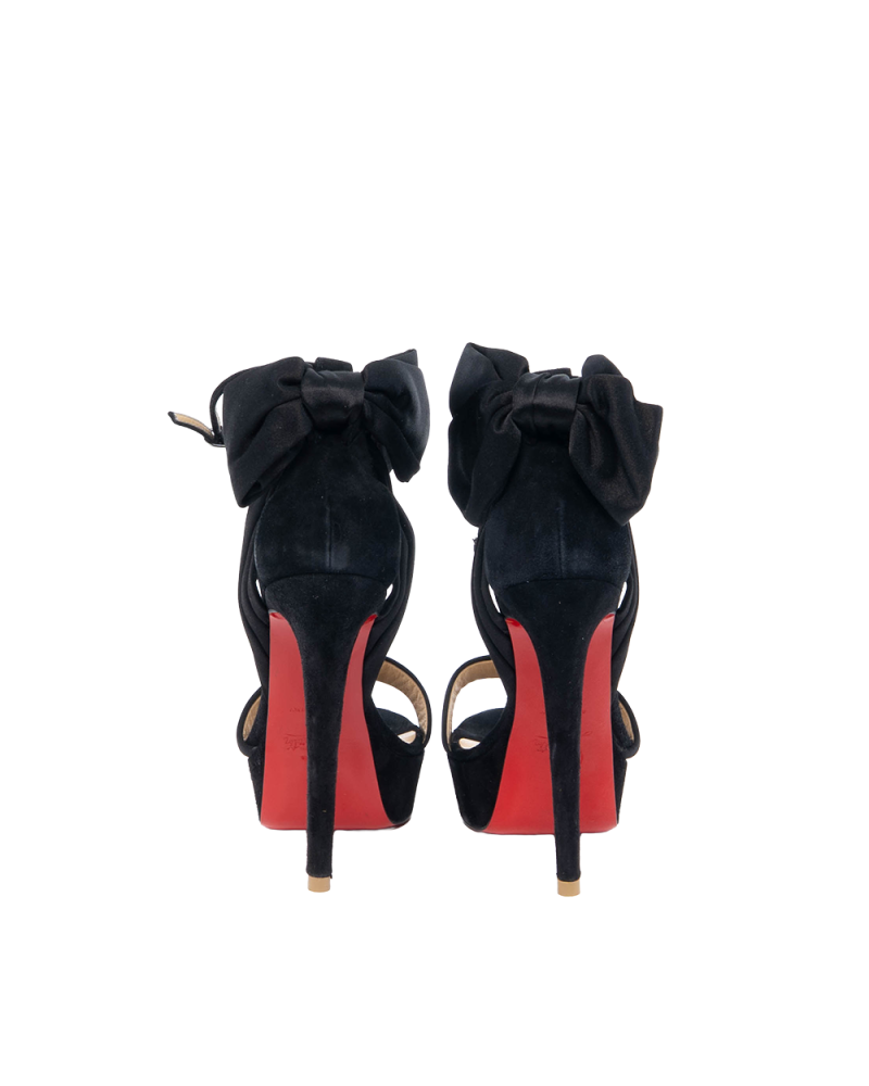 CHRISTIAN VAMPANODO SATIN SANDALS 37 BLACK SATIN 3162