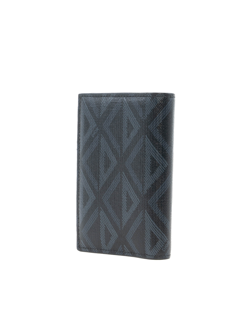 DIOR BI FOLD CARD HOLDER BLUE BLACK CANVAS SHW 12 BO 0213 4123