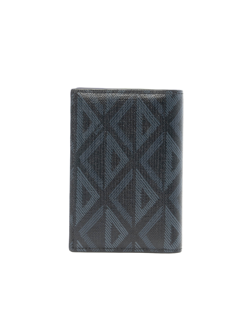DIOR BI FOLD CARD HOLDER BLUE BLACK CANVAS SHW 12 BO 0213 4124