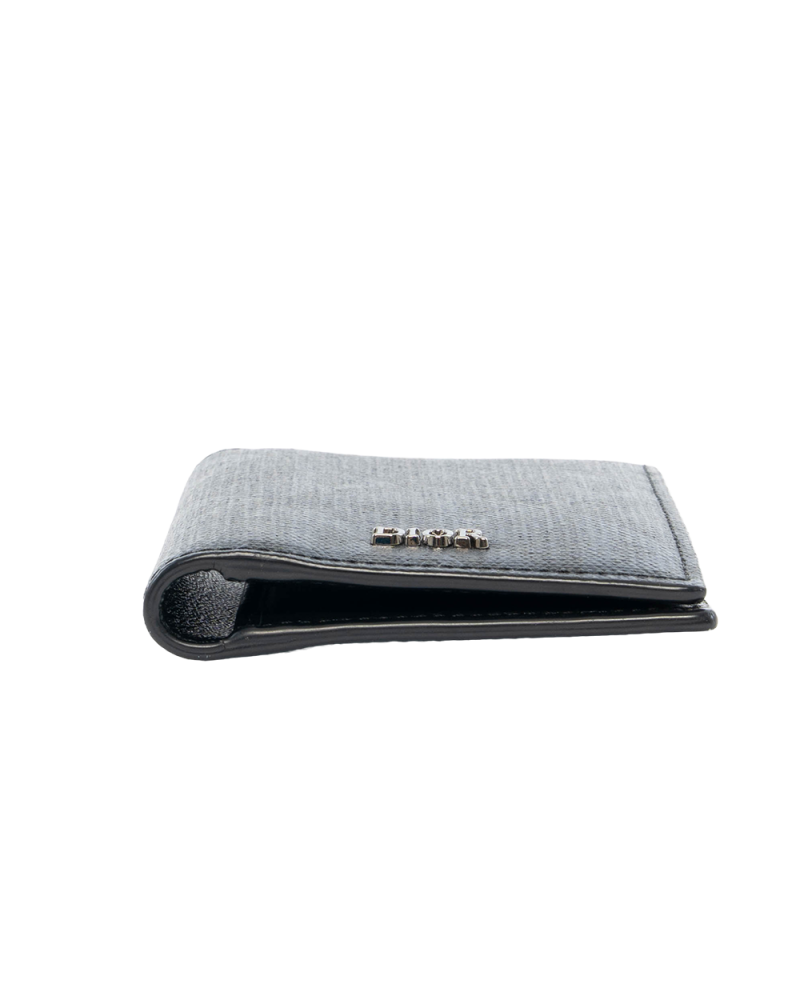 DIOR BI FOLD CARD HOLDER BLUE BLACK CANVAS SHW 12 BO 0213 4125