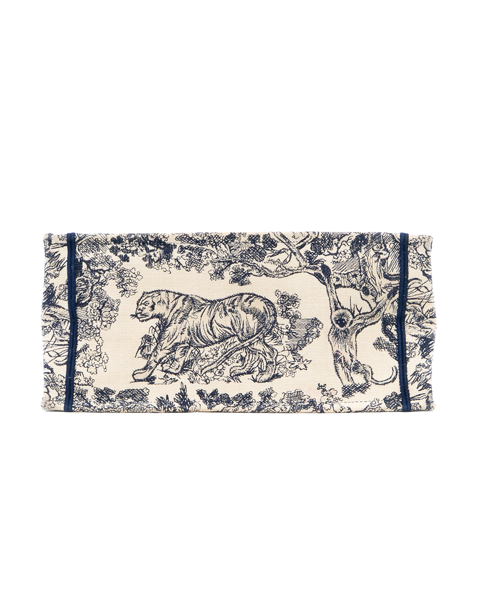 DIOR BOOK TOTE MEDIUM WHITE NAVY TOLIE DE JOUY EMBROIDERY JACQUARD 50 MA 0222 6908