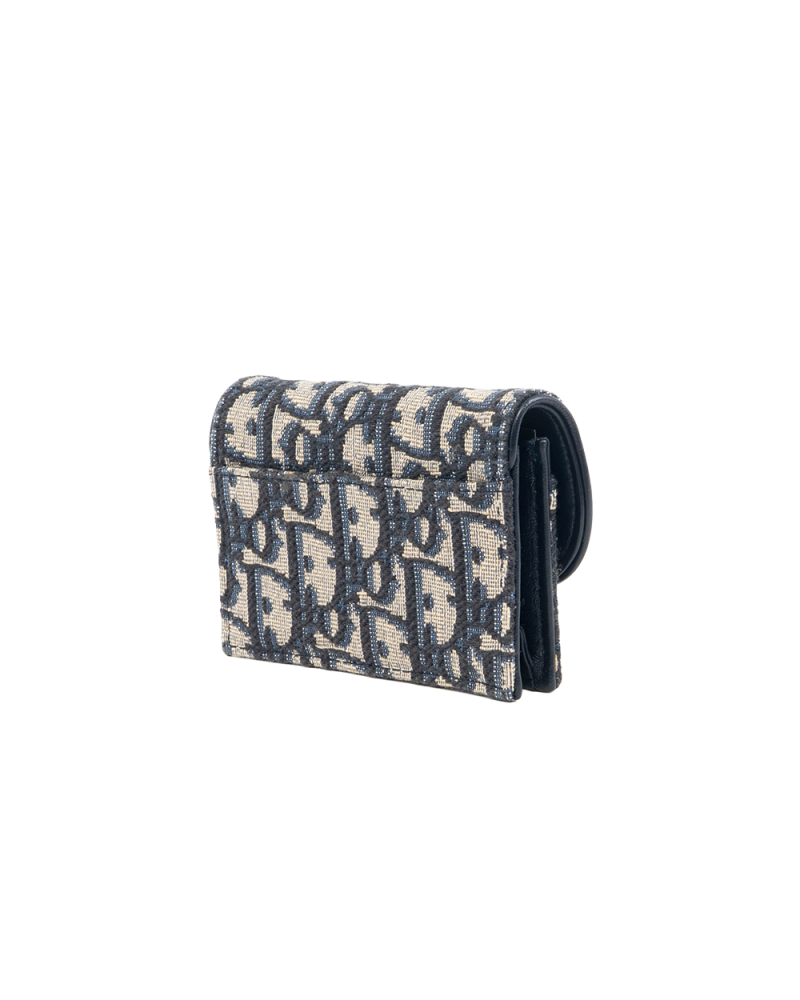 DIOR CARD HOLDER SHORT WHITE OBLIQUE JACQUARD GHW 5407