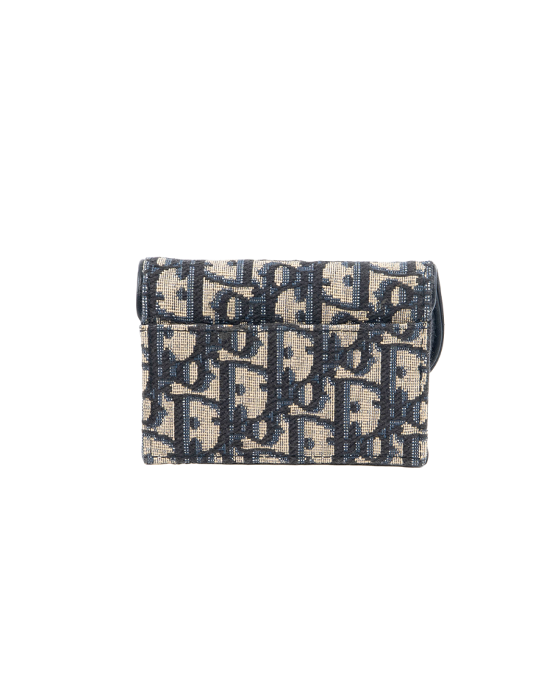 DIOR CARD HOLDER SHORT WHITE OBLIQUE JACQUARD GHW 5408