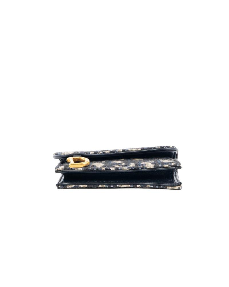 DIOR CARD HOLDER SHORT WHITE OBLIQUE JACQUARD GHW 5409