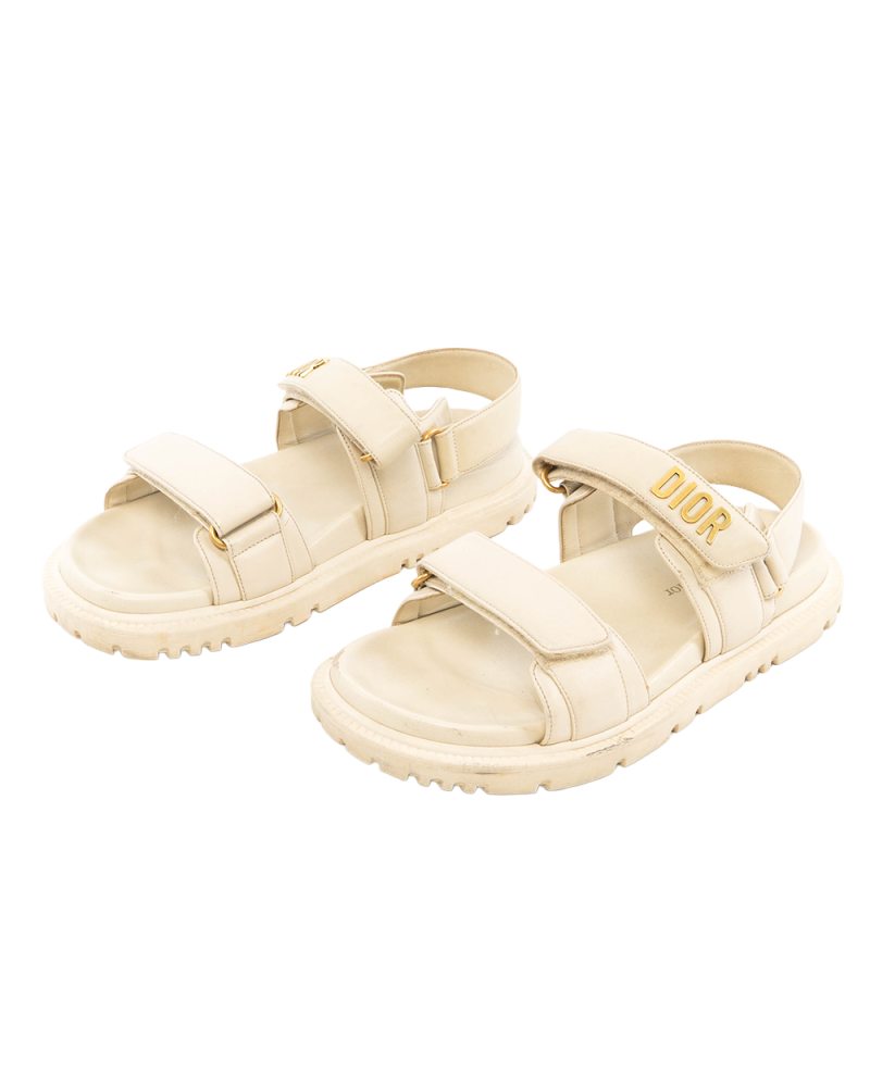 DIOR DIORACT SANDAL 37 WHITE LAMB GHW MD 07 21 5335