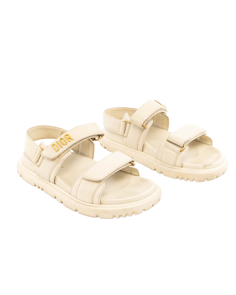 DIOR DIORACT SANDAL 37 WHITE LAMB GHW MD 07 21 5336