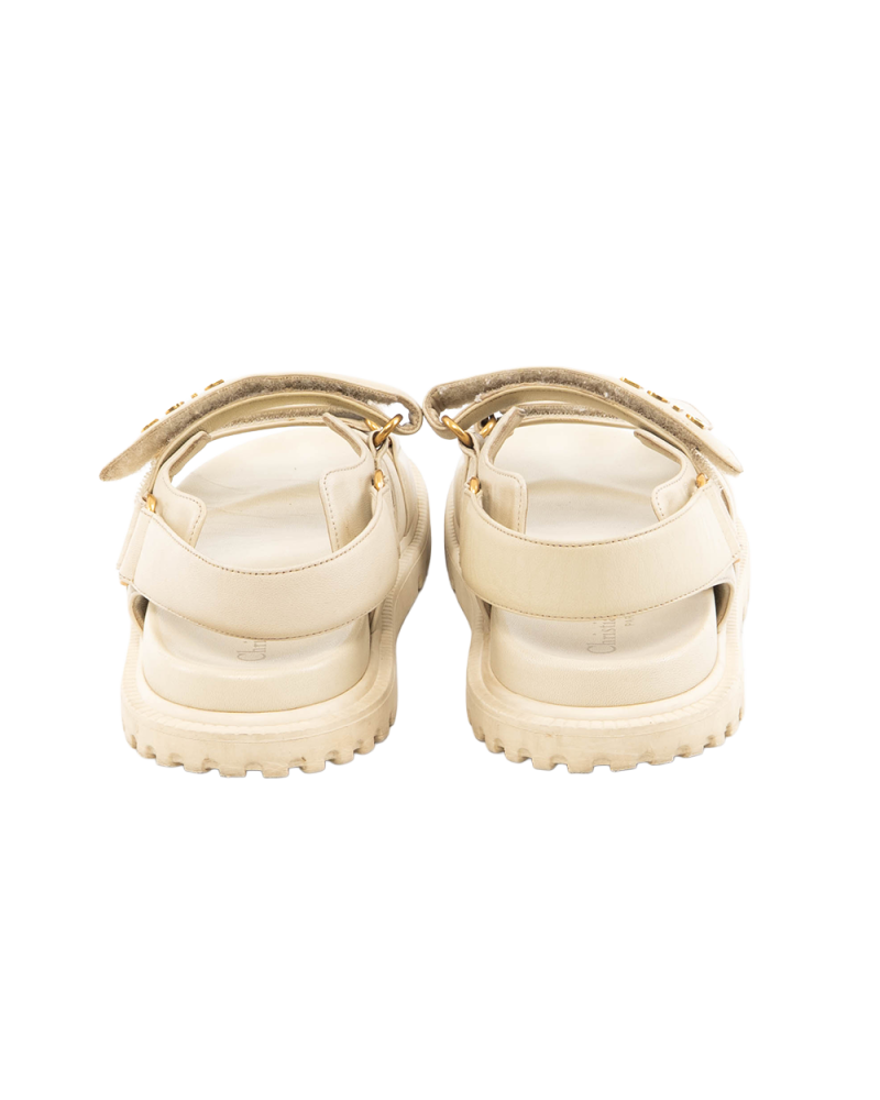 DIOR DIORACT SANDAL 37 WHITE LAMB GHW MD 07 21 5337