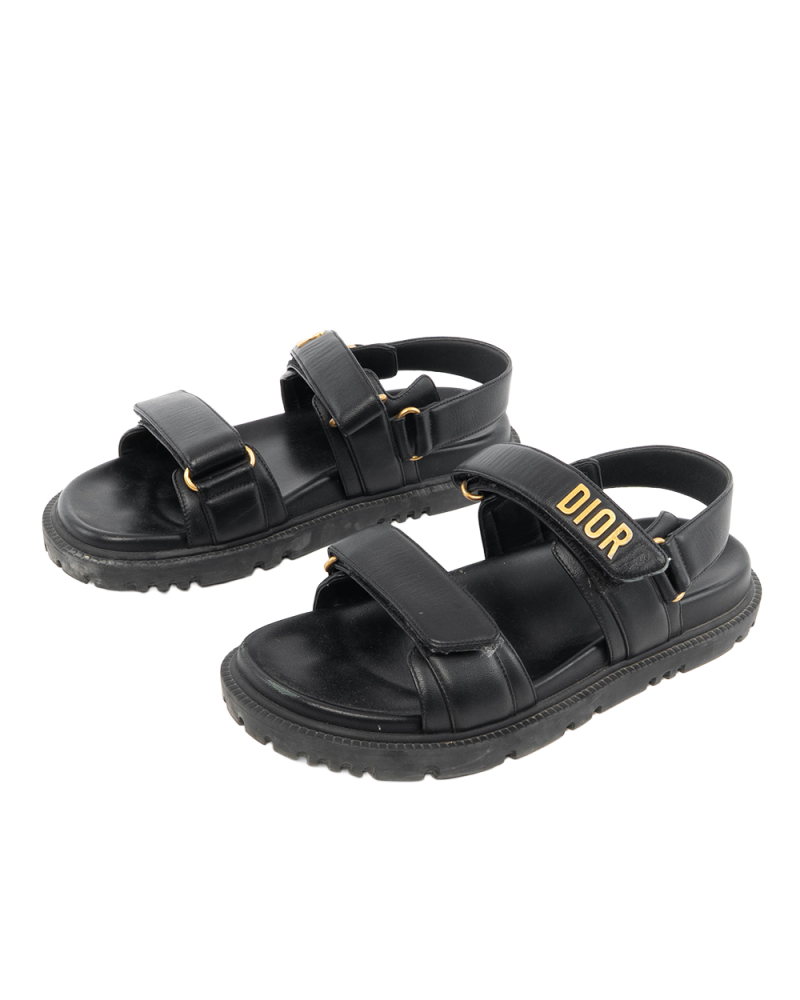 DIOR DIORACT SANDAL 39 BLACK LAMB GHW MD 07 21 5326