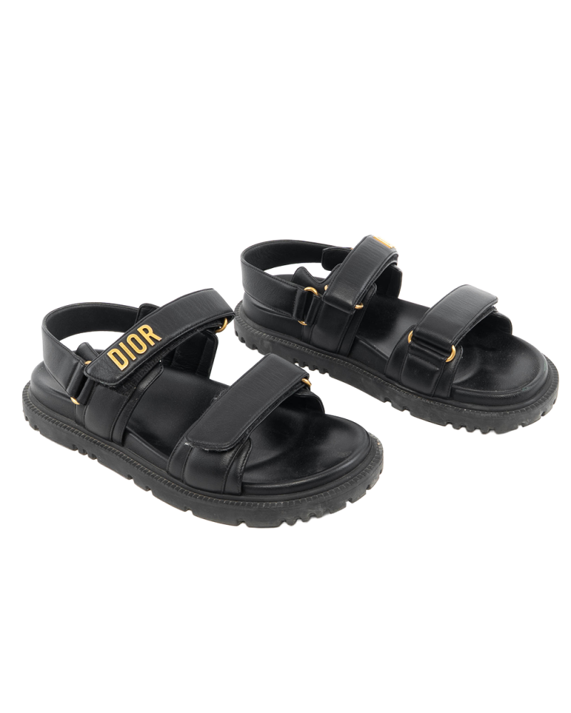 DIOR DIORACT SANDAL 39 BLACK LAMB GHW MD 07 21 5327
