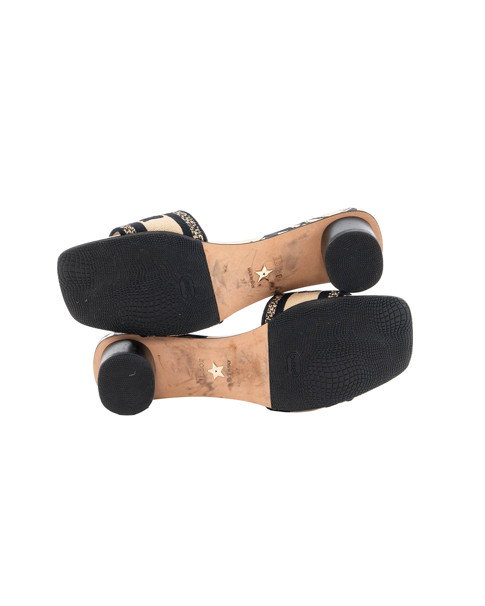 DIOR DWAY HEEL SLIDE 37 BLACK WHITE EMBROIDERED GHW 7291