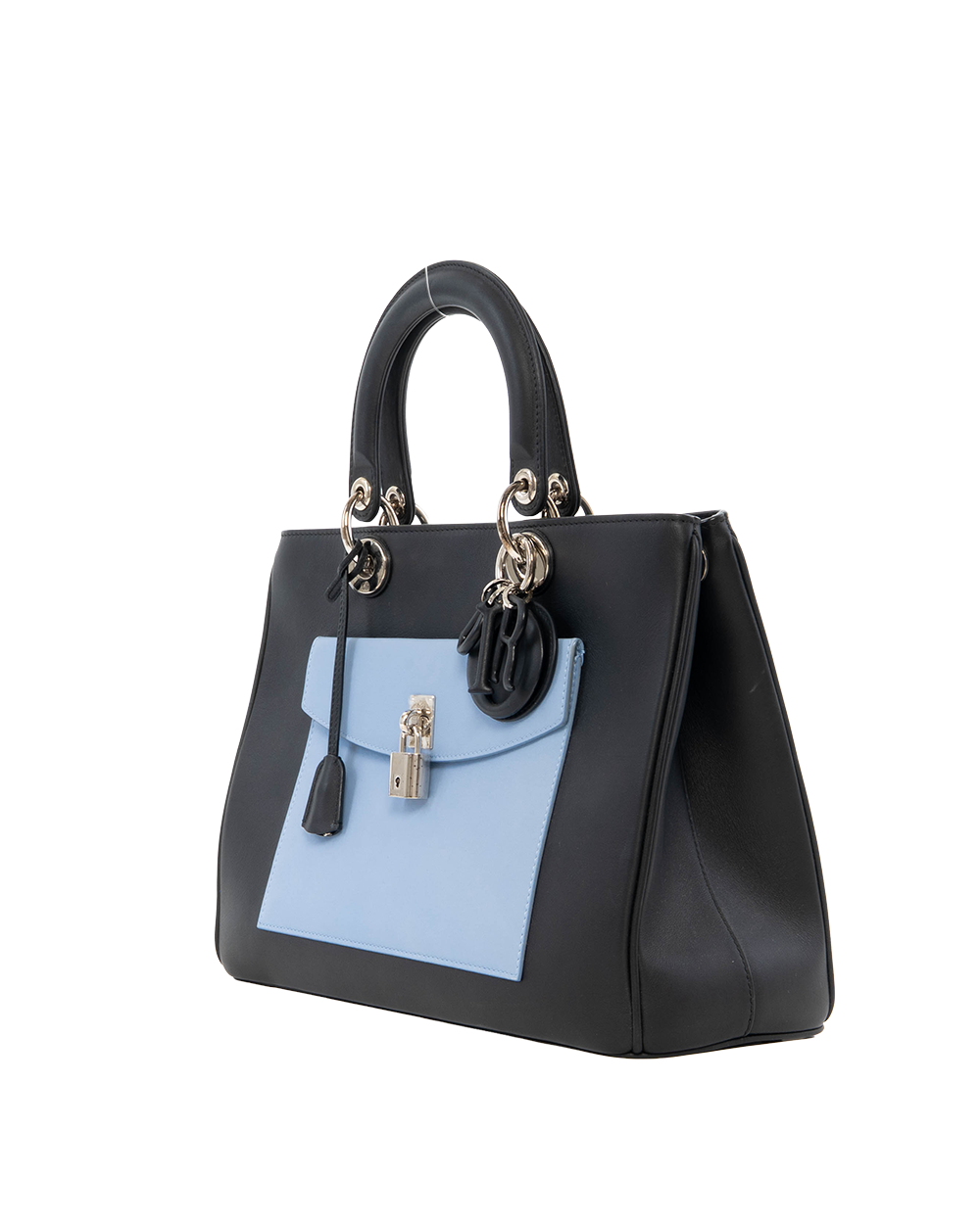 DIOR LADY L FORNT POCKET MEDIUM BLACK BLUE CALF SHW 7157