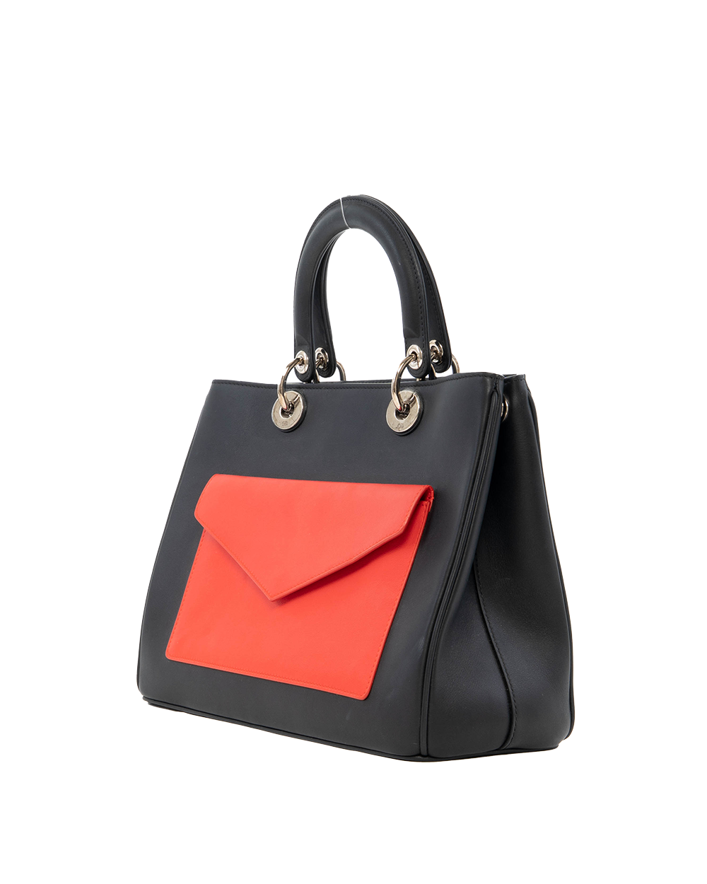 DIOR LADY L FORNT POCKET MEDIUM BLACK BLUE CALF SHW 7158