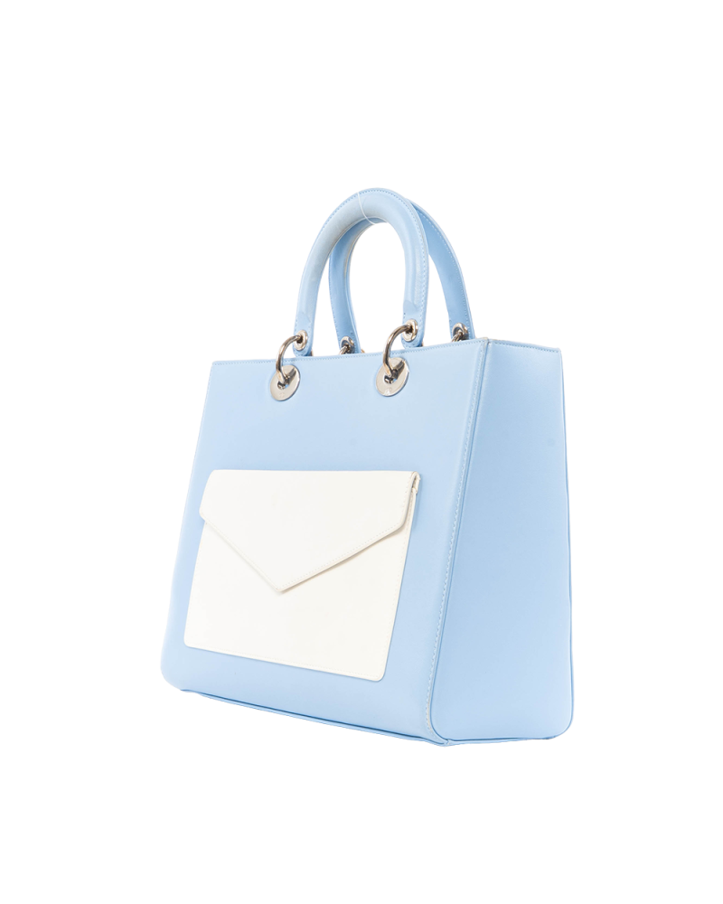 DIOR LADY L FORNT POCKET MEDIUM BLUE BLACK CALF SHW 18 MA 0154 7059