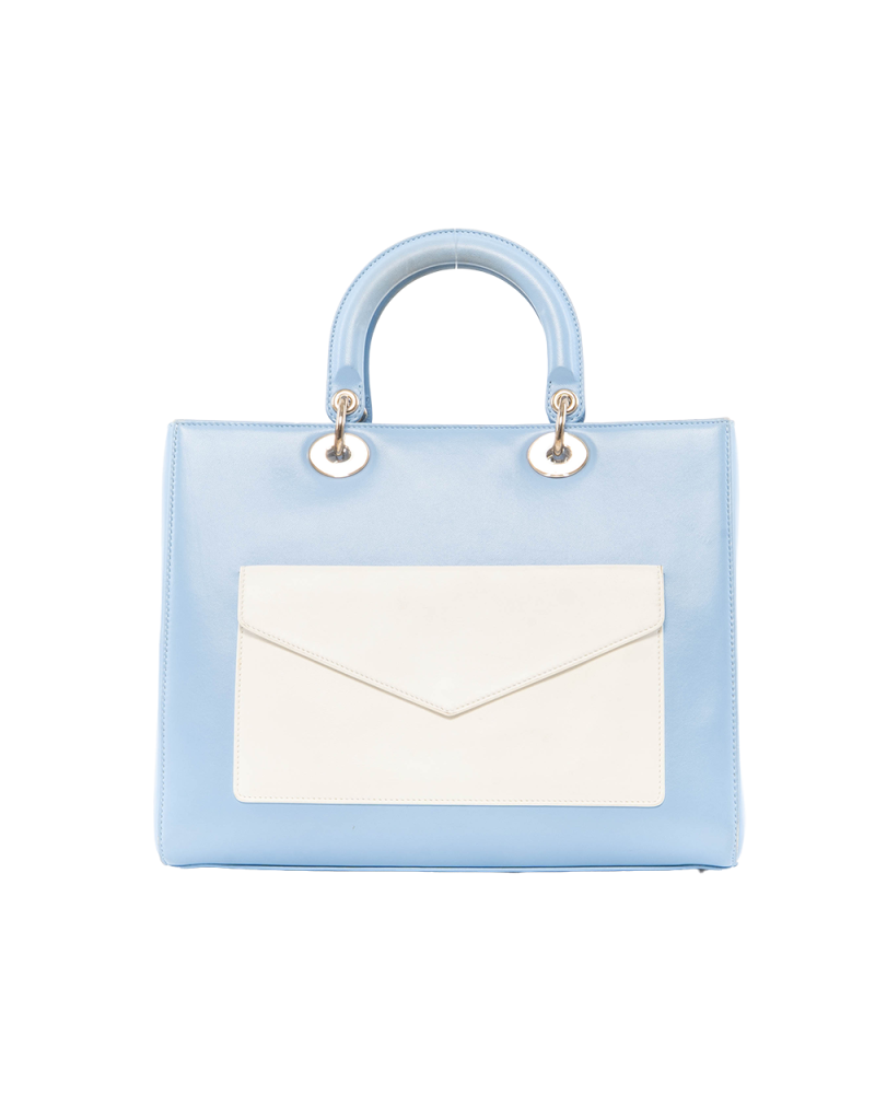 DIOR LADY L FORNT POCKET MEDIUM BLUE BLACK CALF SHW 18 MA 0154 7060