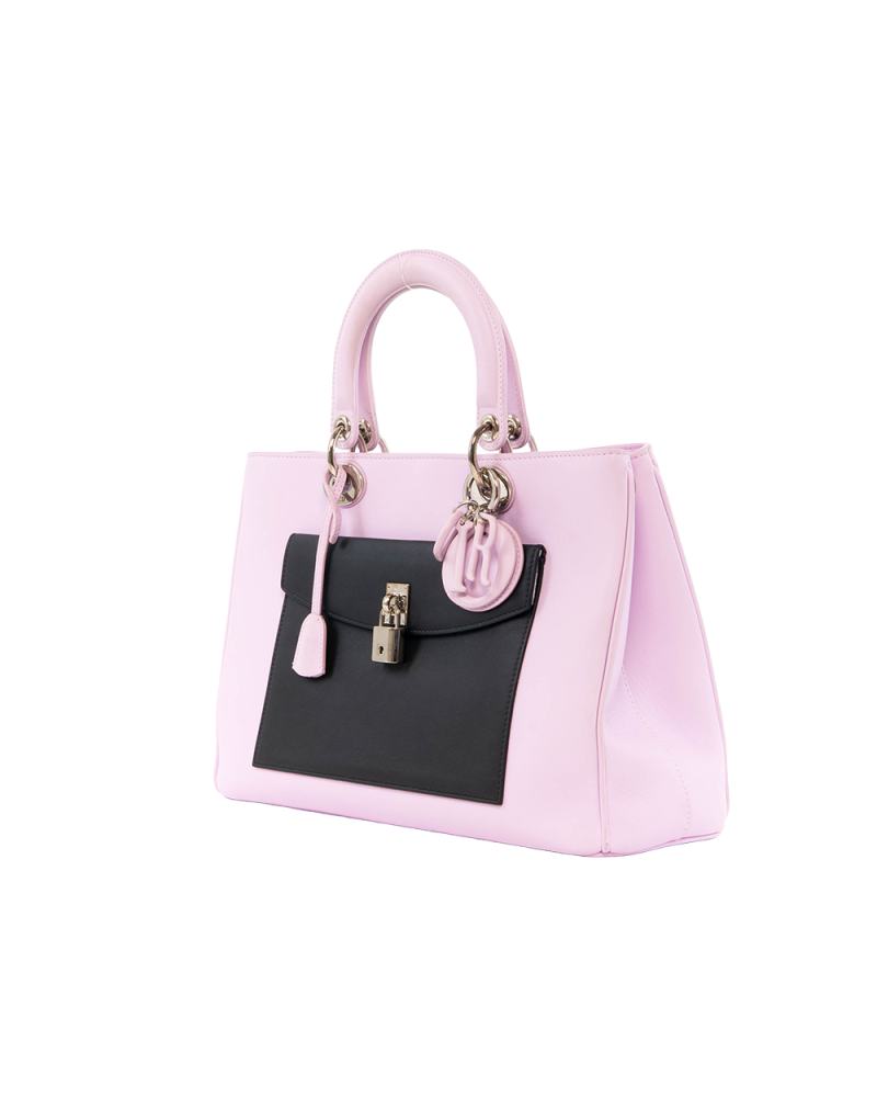 DIOR LADY L FORNT POCKET MEDIUM PURPLE BLACK CALF SHW 17 BO 0174 7078