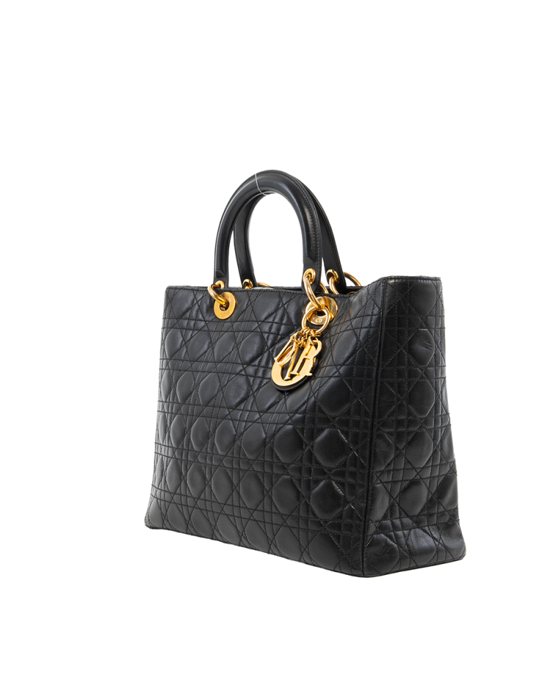 DIOR LADY LARGE BLACK CALF GHW MA 0997 7817