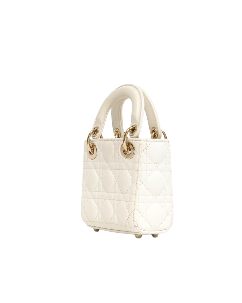 DIOR LADY MICRO WHITE LAMB GHW 10 MA 0222 5501