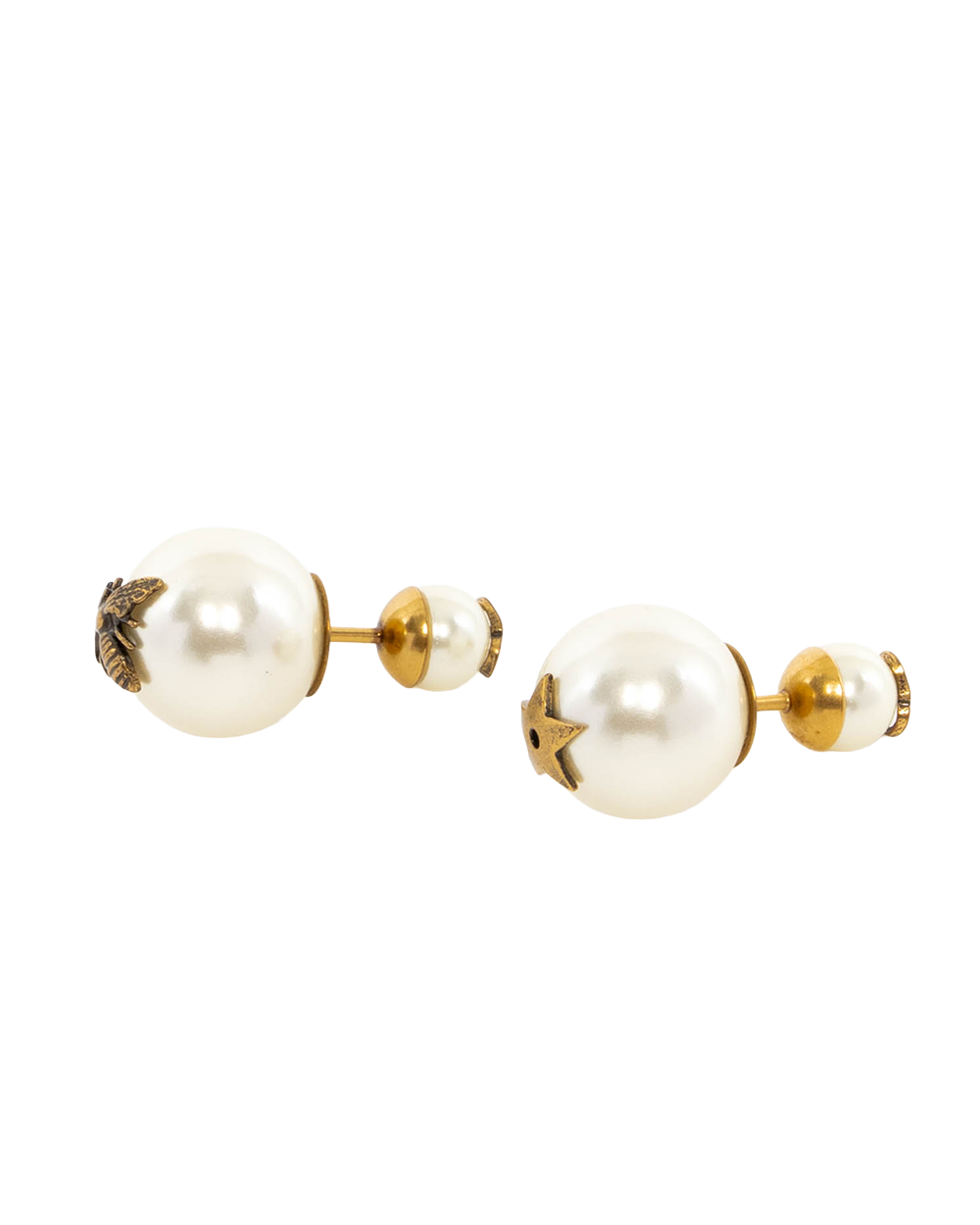 DIOR PEARL TRIBALES BEE AND STAR 1.5 CM GOLD PEARL GHW 0380