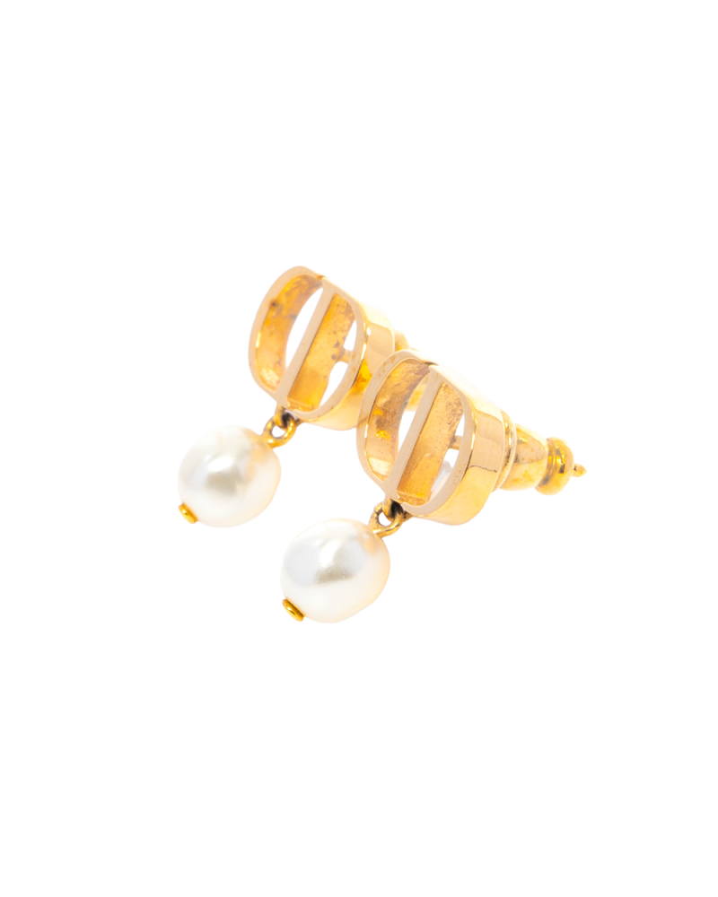 DIOR PETIT CD EARRING GOLD PEARL GHW 0073