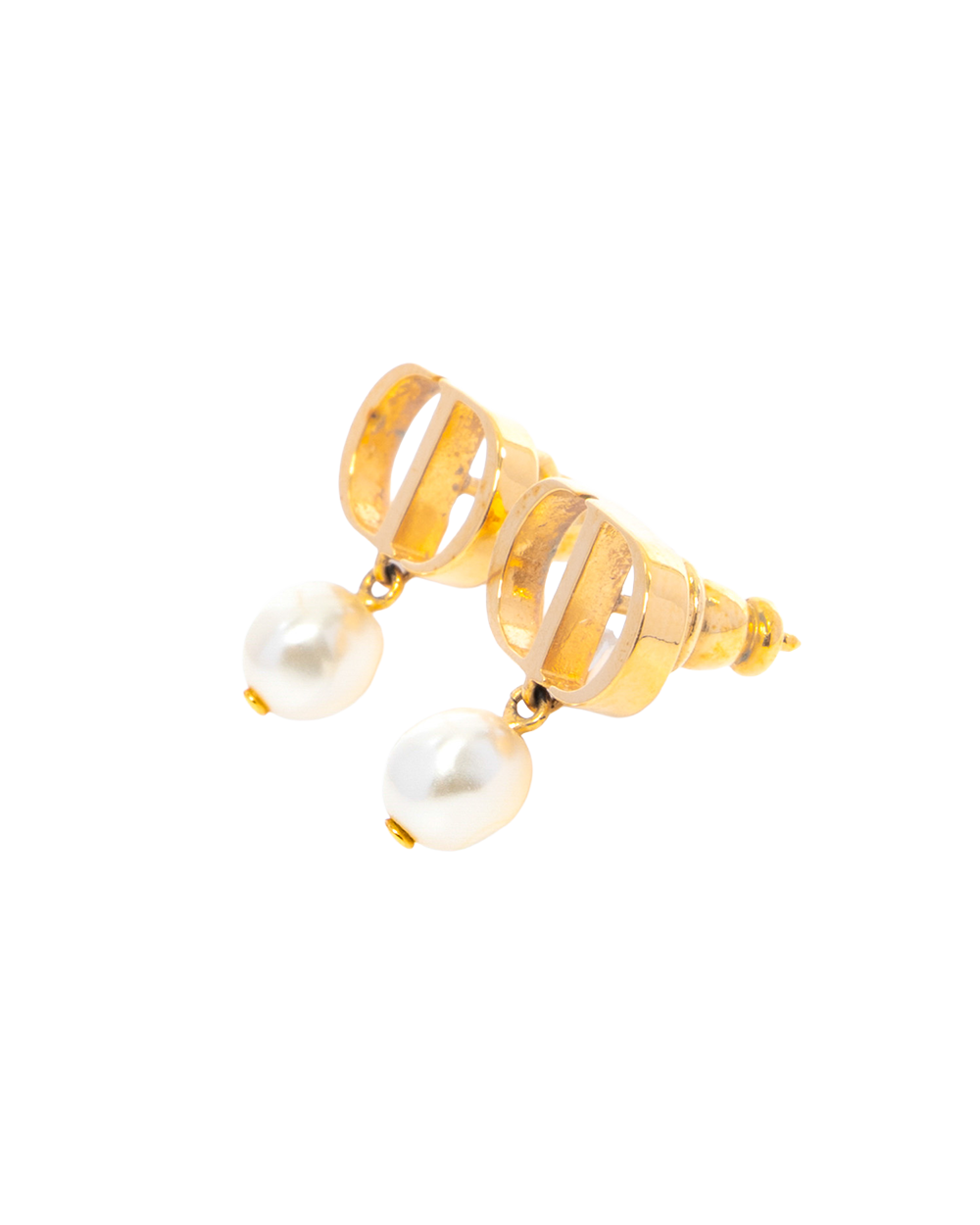 DIOR PETIT CD EARRING GOLD PEARL GHW 0073