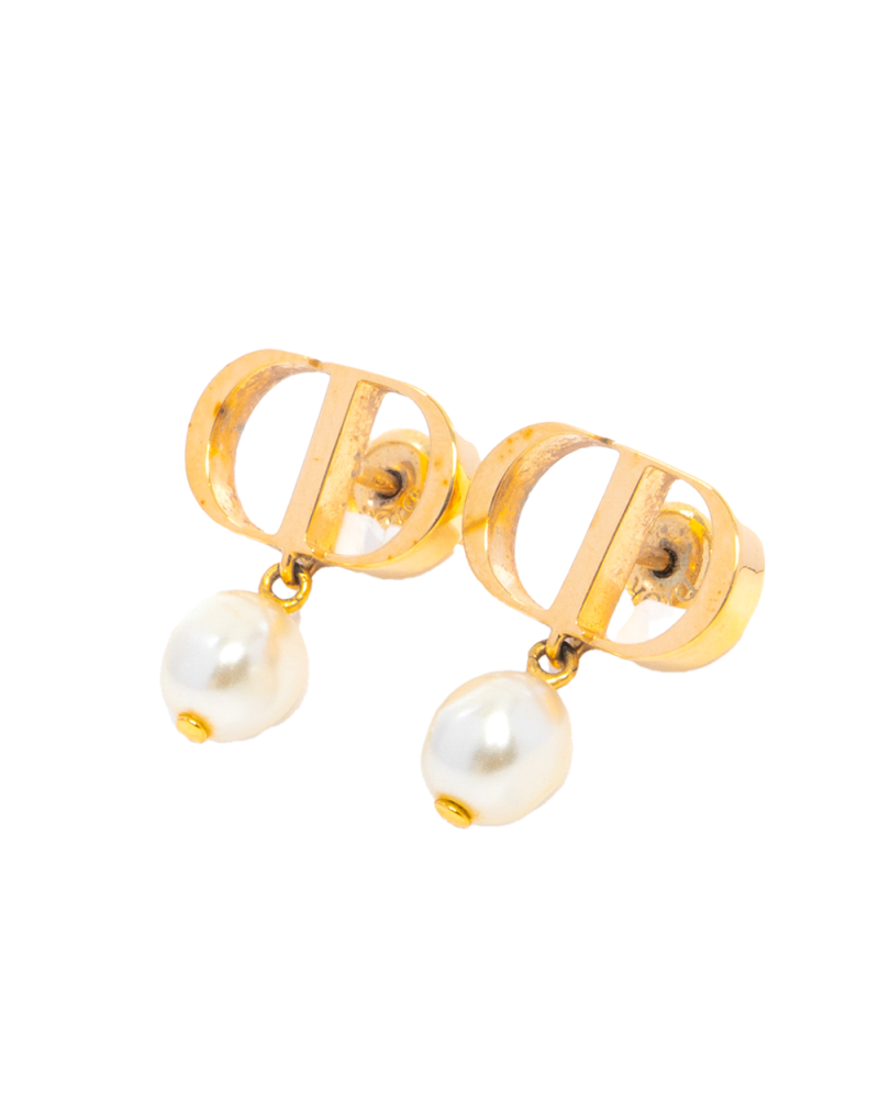 DIOR PETIT CD EARRING GOLD PEARL GHW 0076