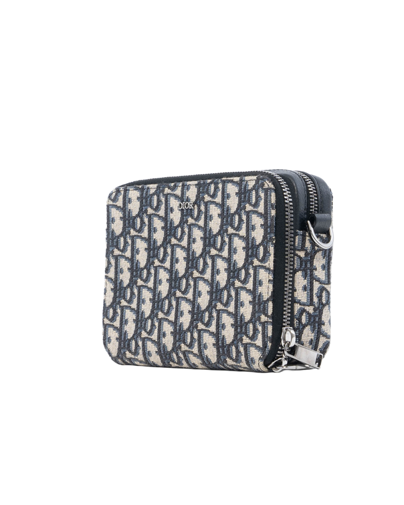DIOR POUCH WITH STRAP WHITE OBLIQUE JACQUARD SHW 16 BO 0233 00906