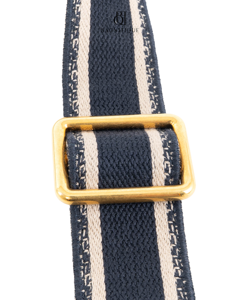 DIOR SHOULDER STRAP WITH RING WHITE NAVY JACQUARD GHW 5620