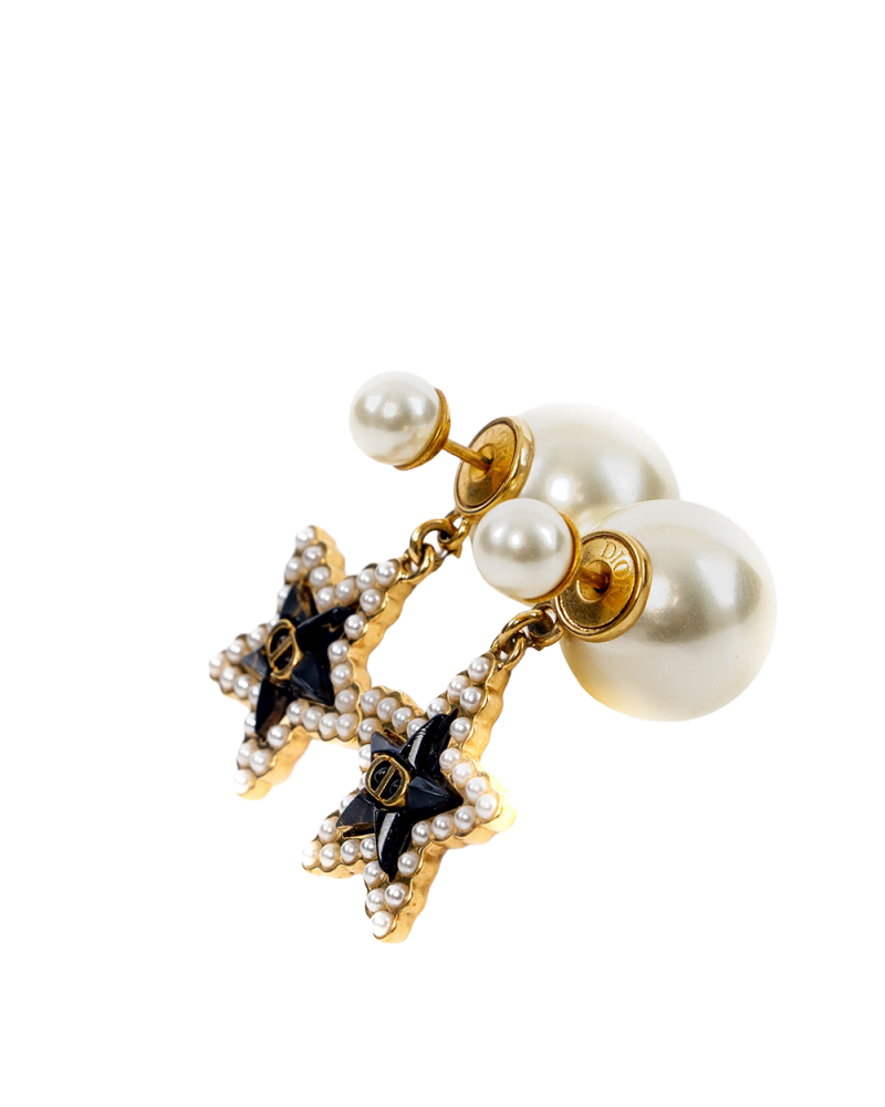 DIOR TRIBALES EARRINGS GOLD BLACK PEARL GHW 03863