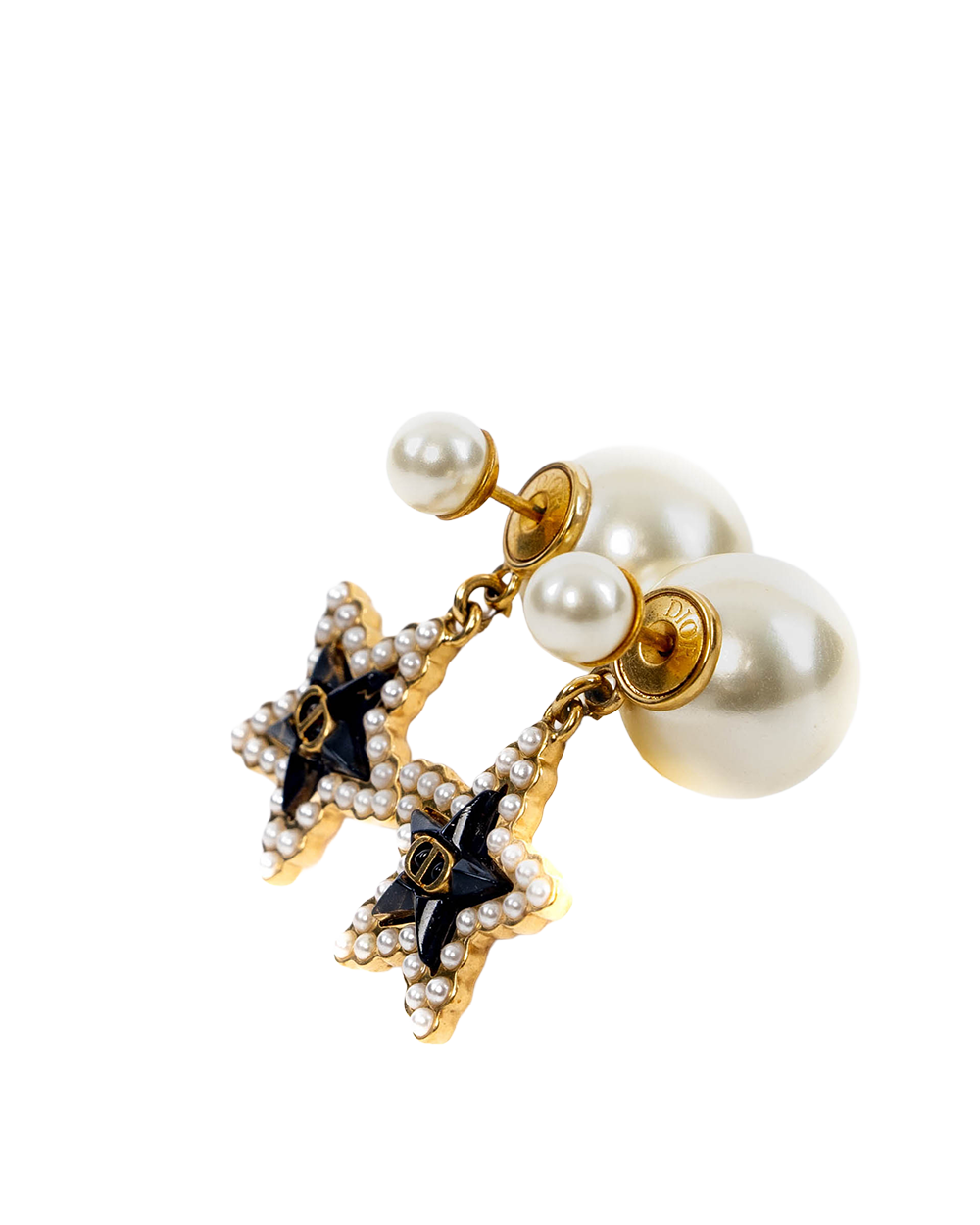 DIOR TRIBALES EARRINGS GOLD BLACK PEARL GHW 03863