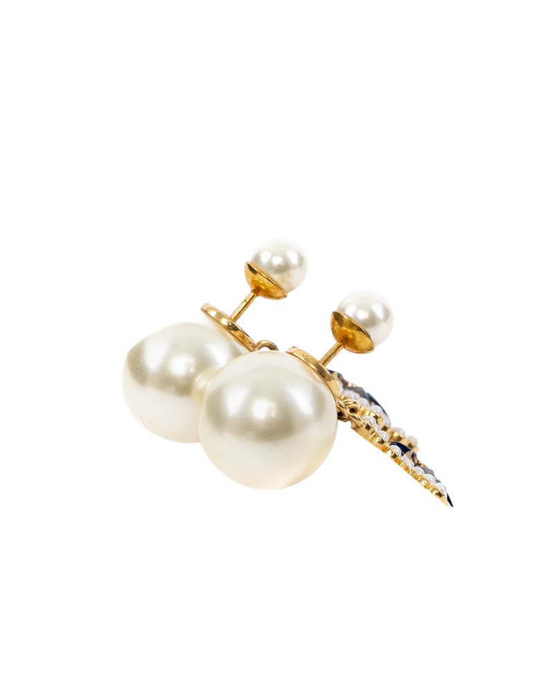 DIOR TRIBALES EARRINGS GOLD BLACK PEARL GHW 03865