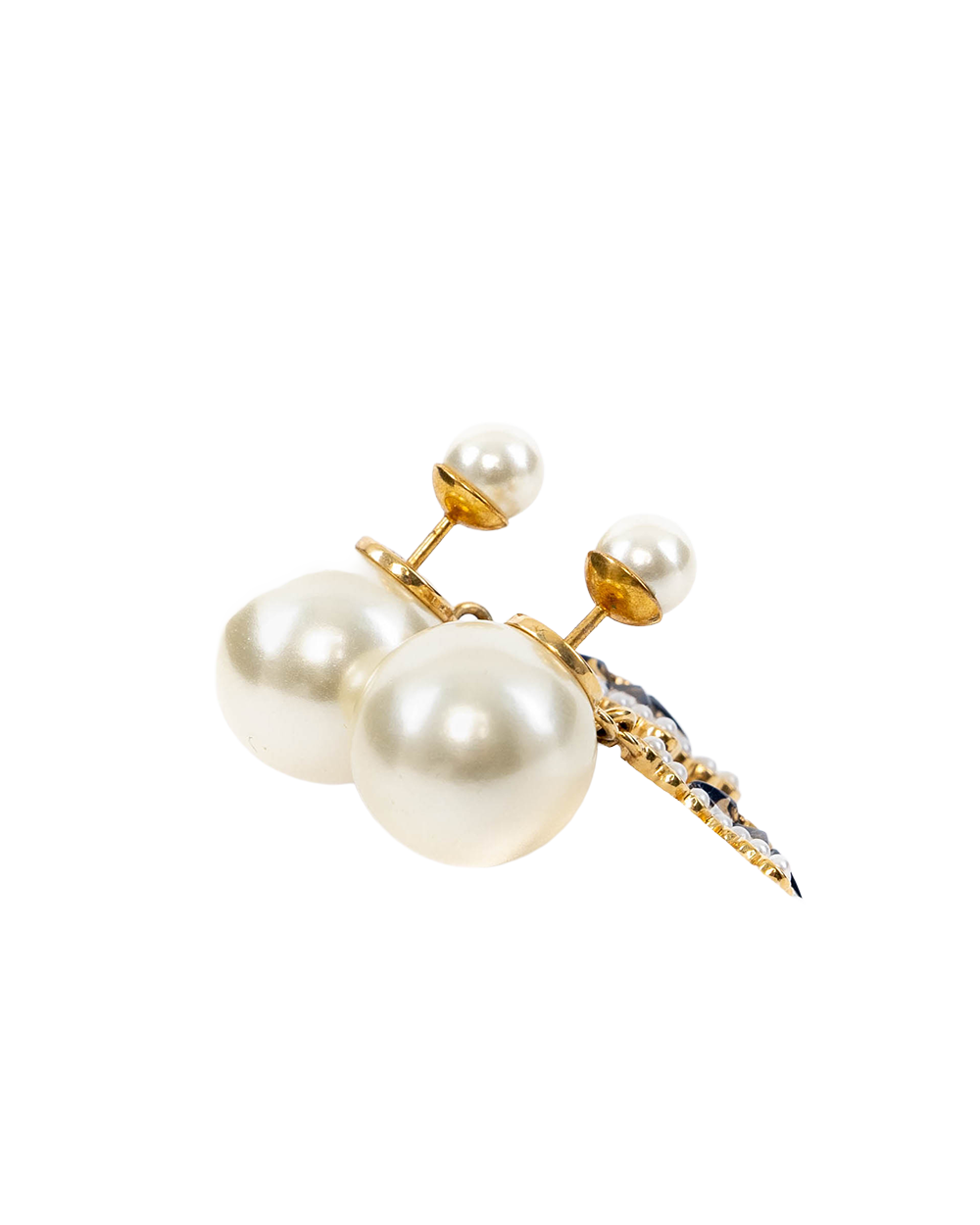 DIOR TRIBALES EARRINGS GOLD BLACK PEARL GHW 03865