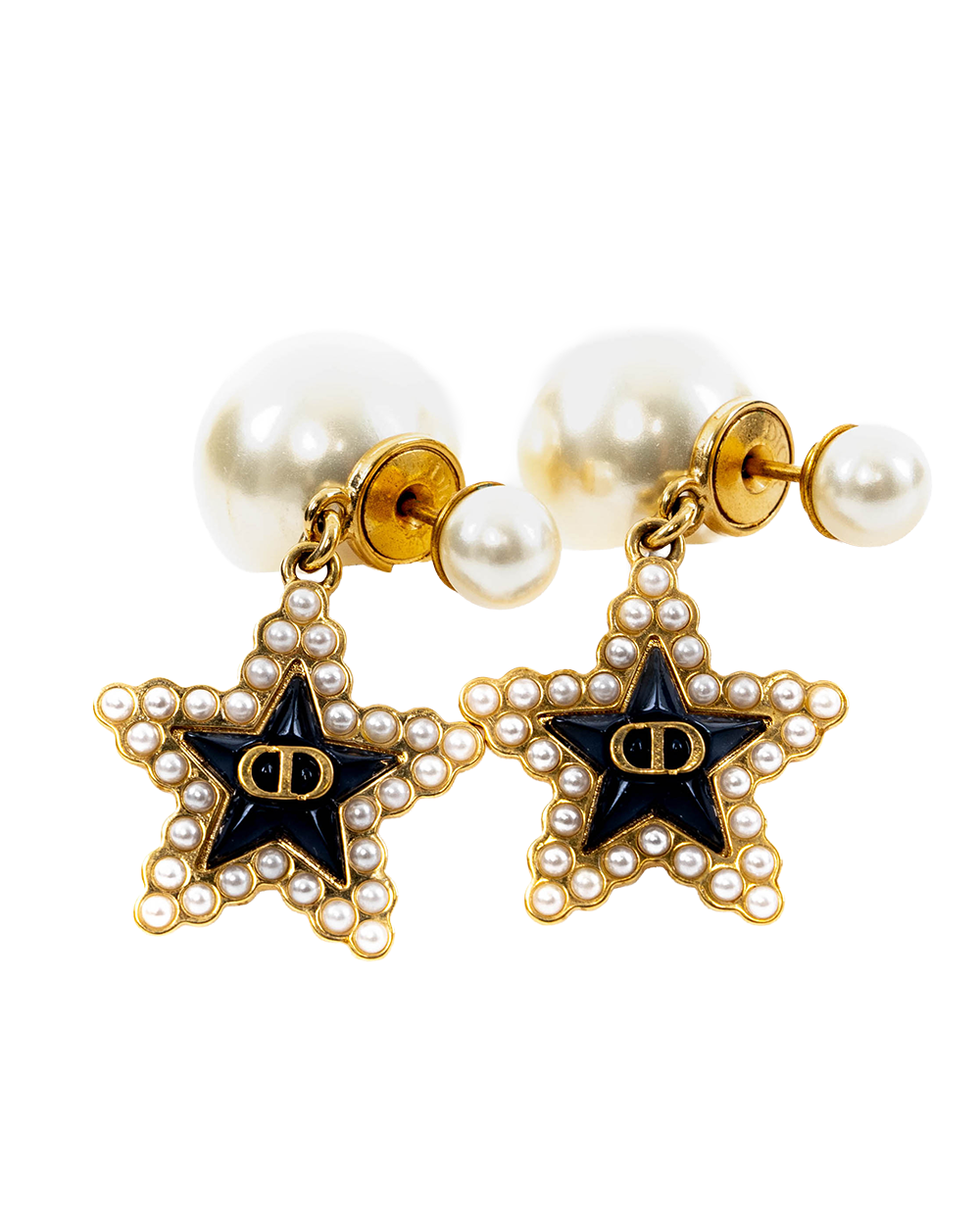 DIOR TRIBALES EARRINGS GOLD BLACK PEARL GHW 03866