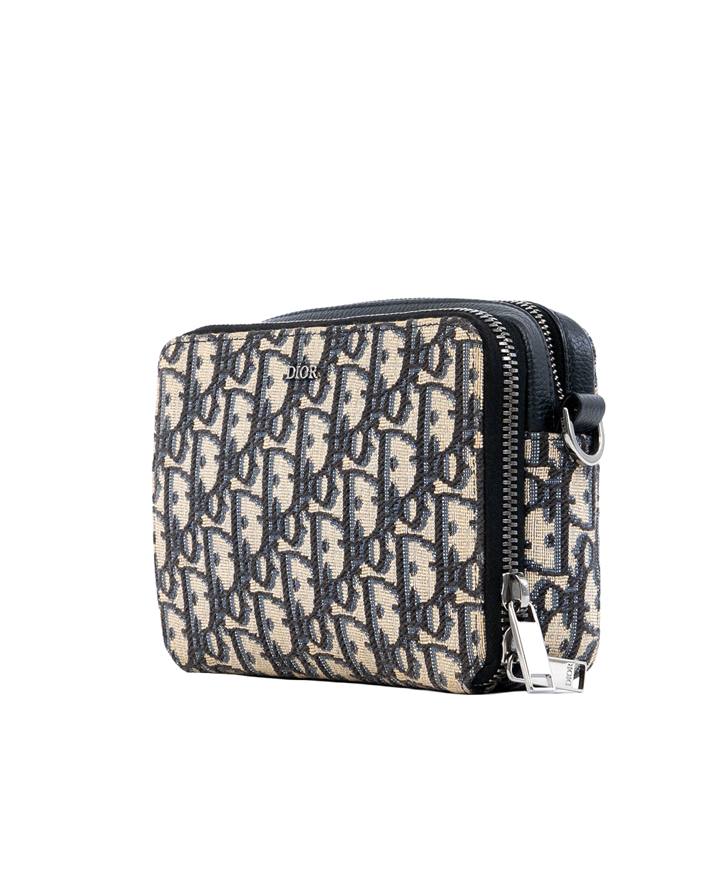DIOR ZIPPED POUCH WITH STRAP WHITE OBLIQUE JACQUARD SHW 04021