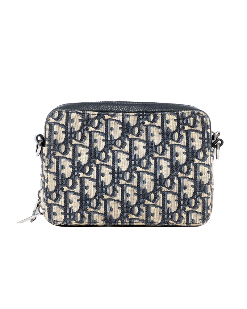 DIOR ZIPPED POUCH WITH STRAP WHITE OBLIQUE JACQUARD SHW 04023