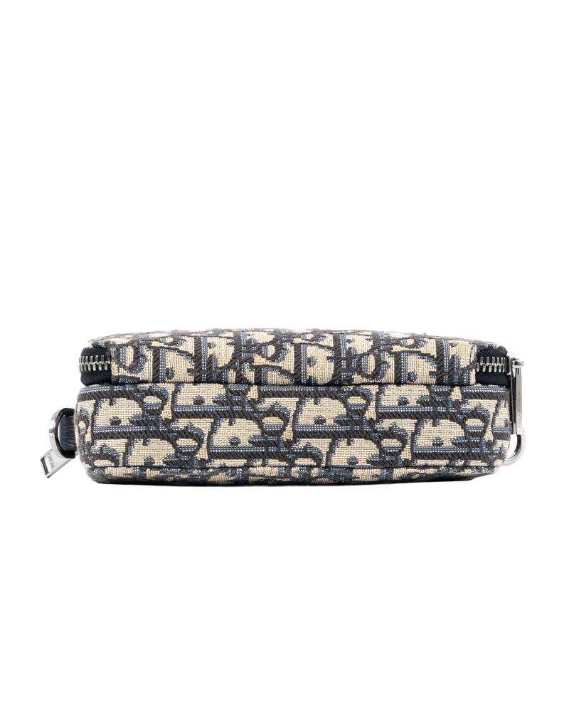 DIOR ZIPPED POUCH WITH STRAP WHITE OBLIQUE JACQUARD SHW 04024