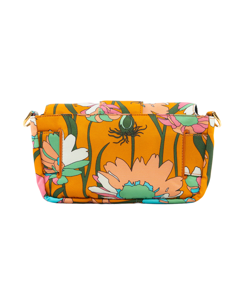 FENDI BAGUETTE BELT BAG MINI ORANGE FLORAL NYLON GHW 8BR782 ABHH 208 8241 0302
