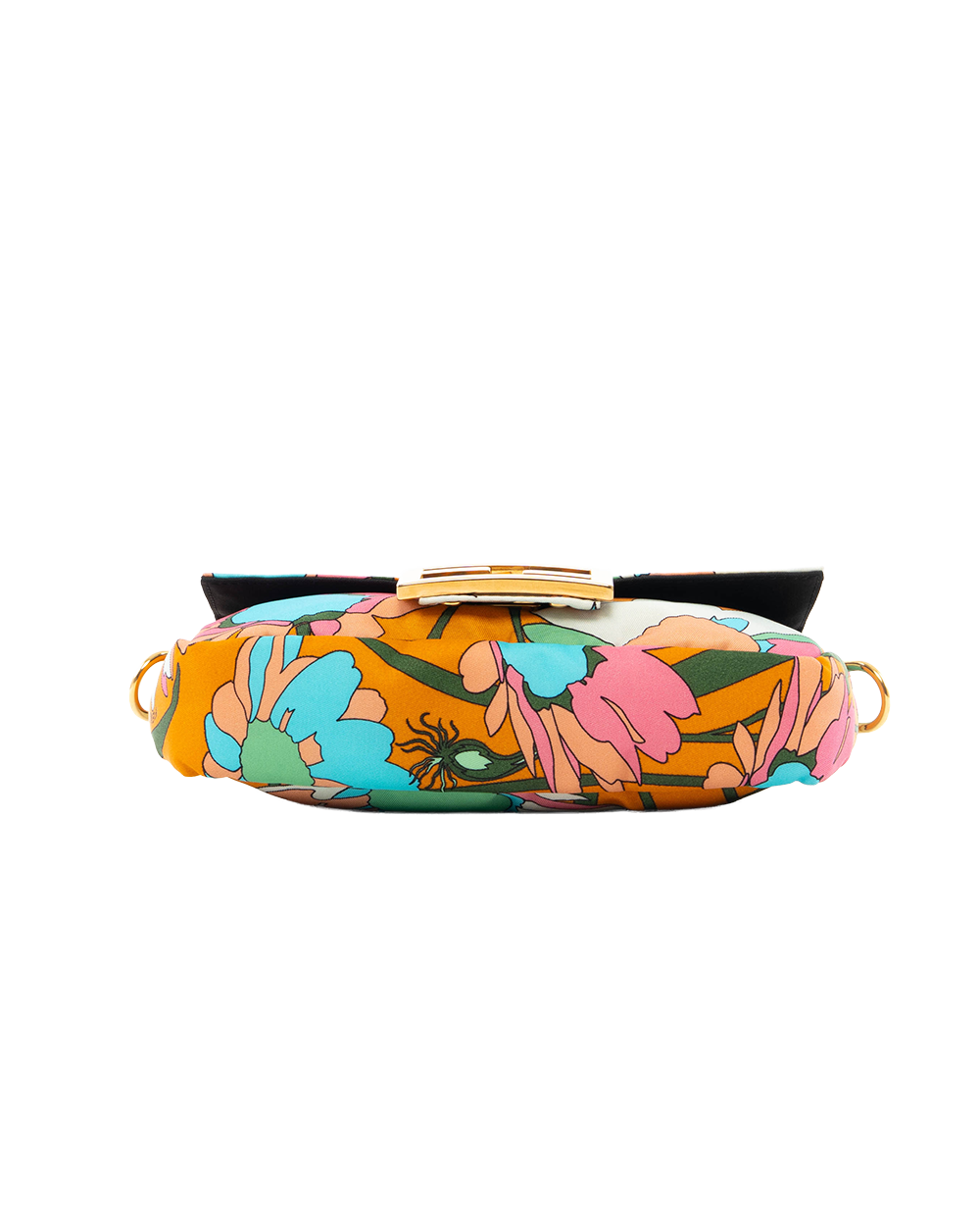 FENDI BAGUETTE BELT BAG MINI ORANGE FLORAL NYLON GHW 8BR782 ABHH 208 8241 0303