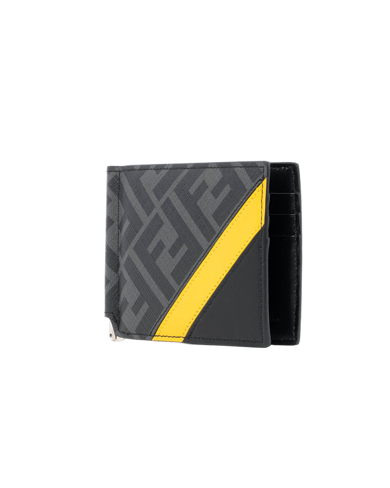 FENDI MONEY CLIP BLACK YELLOW CANVAS SHW 1288