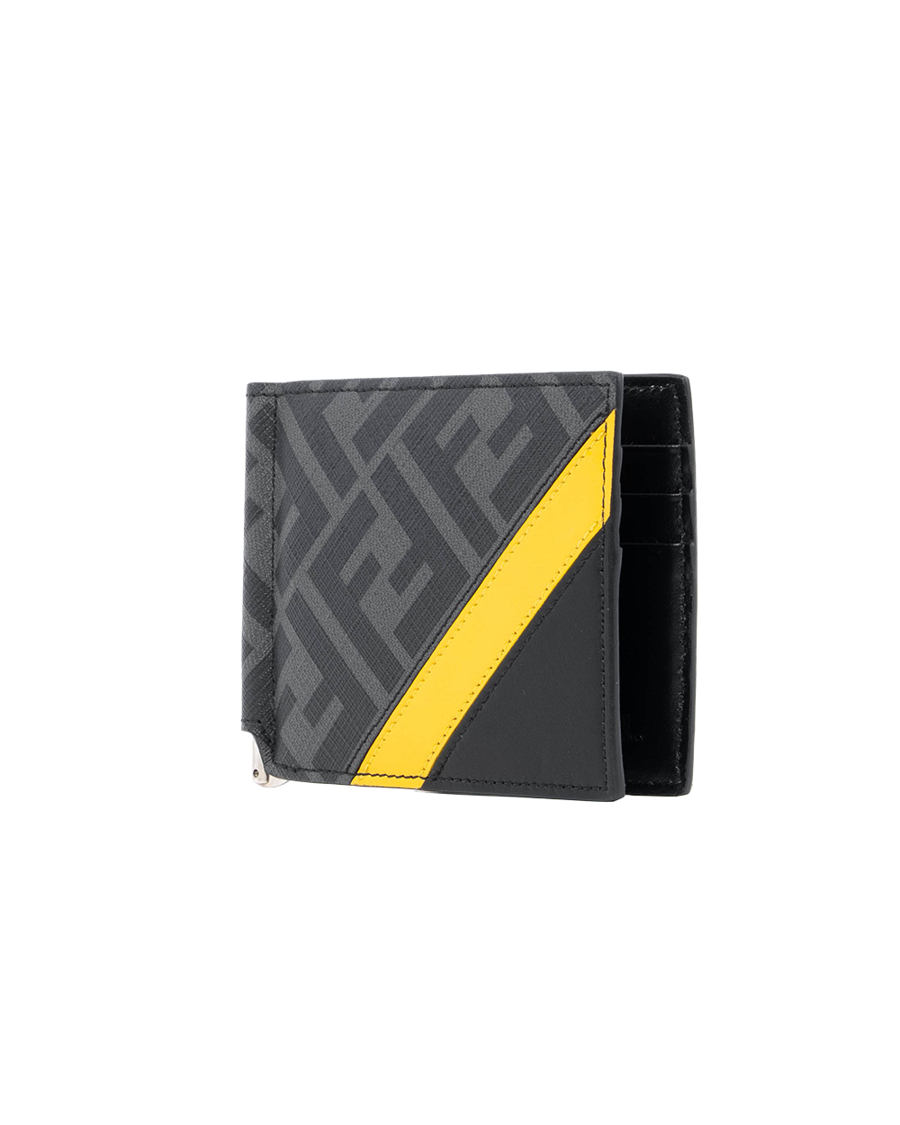 FENDI MONEY CLIP BLACK YELLOW CANVAS SHW 1288