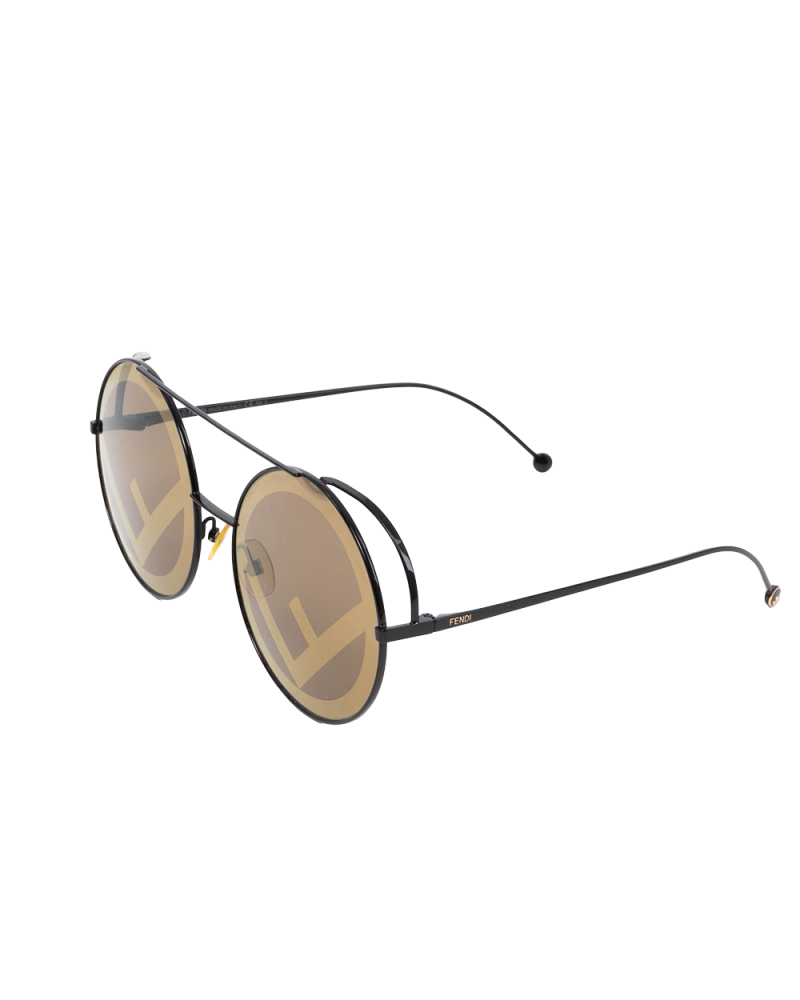 FENDI ROUND FRAME SUNGLASSES BROWN GHW 09QEB 2199