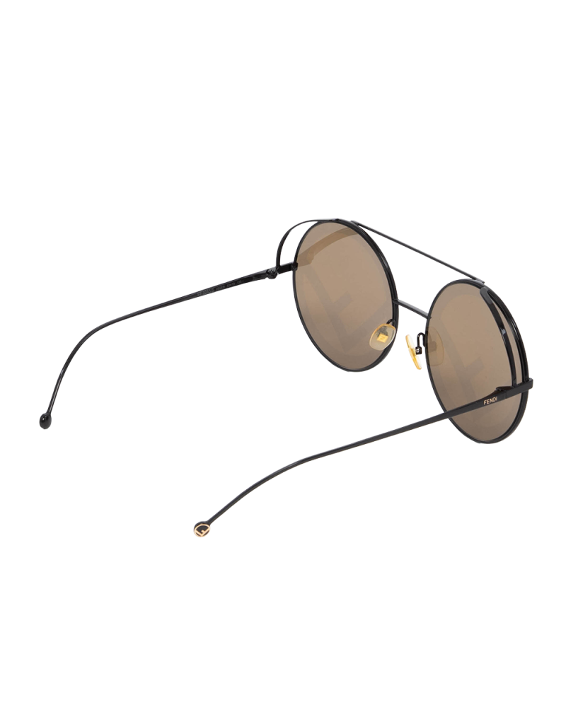 FENDI ROUND FRAME SUNGLASSES BROWN GHW 09QEB 2200