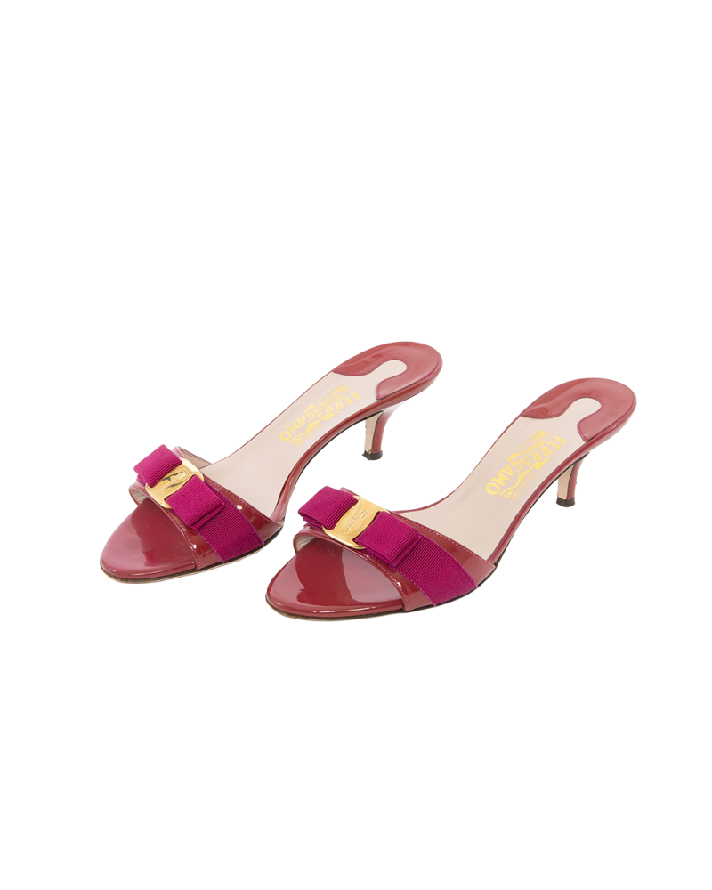 FERRAGAMO SALVATORE 8.5 PINK BOW GHW 4132