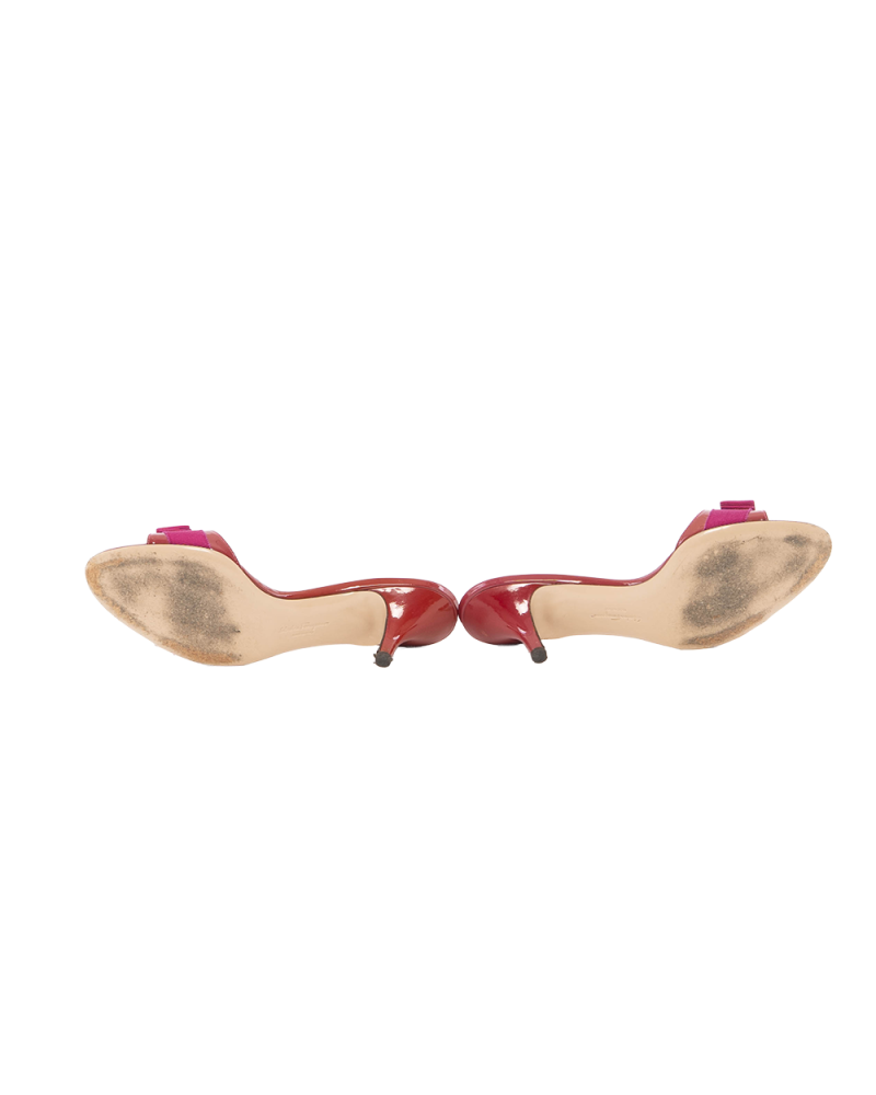 FERRAGAMO SALVATORE 8.5 PINK BOW GHW 4135