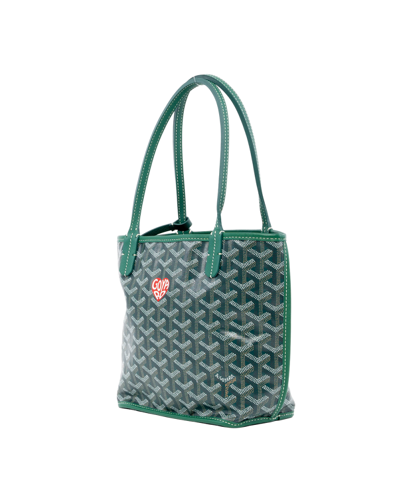 GOYARD ANJOU MINI GREEN HEART RED CANVAS SHW 01413